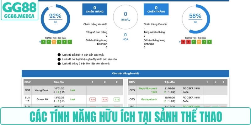 Thể Thao GG88 - Kiếm Tiền Nóng Bỏ Túi Mỗi Ngày Cùng Cao Thủ 5 Các tính năng hữu ích tại sảnh thể thao