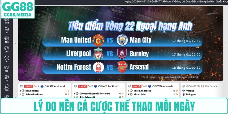 Thể Thao GG88 - Kiếm Tiền Nóng Bỏ Túi Mỗi Ngày Cùng Cao Thủ 2 Lý do nên cá cược thể thao mỗi ngày